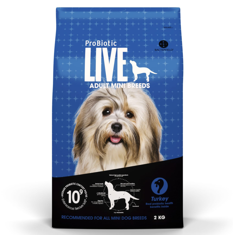 2 kg ProBiotic LIVE Adult MINI Breeds - voksenfoder med kalkun