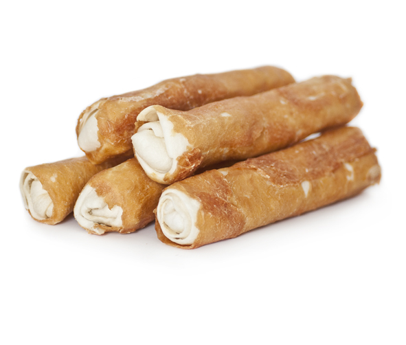 4 stk Chicken Rolls 18 cm - oksehud tyggeben til hunde